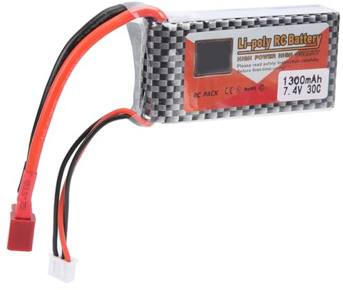 Batteria LiPo 2S 1300mAh 30C - T Plug per RC Auto, Boat, Drone e Aeroplani - Elevata Capacit¡§¡è e Tempo di Intrattenimento