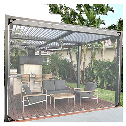 GHHDPDMJ Outdoor Waterproof Clear Pergola Side Panels with Grommet Portable Transparent Tarpaulin Curtains for Patio Customizable Size 2.5X3m