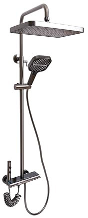 Forega - Colonne de Douche Thermostatique | Écran LED Température Précis | Design Moderne Chromé | Installation Facile | Matériaux Durables, Noir, Métal
