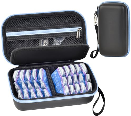 Daily Contact Lens Case Fits 30+ Disposable Daily Lenses, Portable Contact Lens Storage Organizer with Mesh Pocket, Travel Contact Solution for All Brand Cosmetic Lens & Accessories -Black (Case Only)