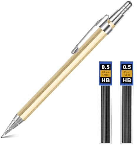 OFFCUP Metall Druckbleistift Set, 0.5mm Mechanische Stifte | mit 2 Tuben HB Bleistift Minen für Studenten, Schreiben, Zeichnen
