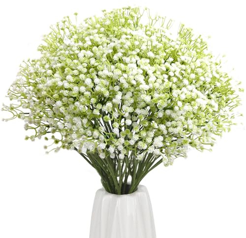 10St Kunstblumen Strauß Schleierkraut Künstlich Künstliche Realistische For | Blumen Gypsophila Blumen Hochzeit Deko Perfekt für Hochzeiten, Partys, Keine Wartung erforderlich(weiß)