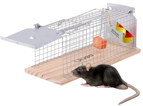 Lebendfalle für Ratten und Mäuse, Wiederverwendbare Mausefalle, Schädlingsbekämpfung, Metall und Holz