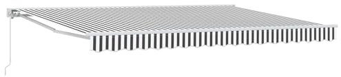 vidaXL Manuell einziehbare Markise Anthrazit und Weiß 5 x 3,5 m, Garten und Terrasse, rechteckige, Moderne, ausziehbare Markise, Perfekter Sonnenschutz, platzsparend, Polyesterstoff