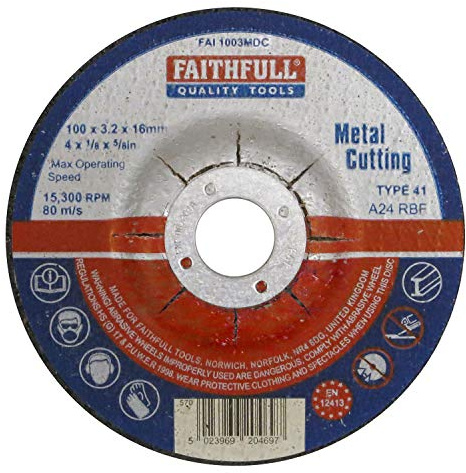 Faithfull FAI1003MDC Metal Cutting Disc Depressed Centre 100 x 3.2 x 16