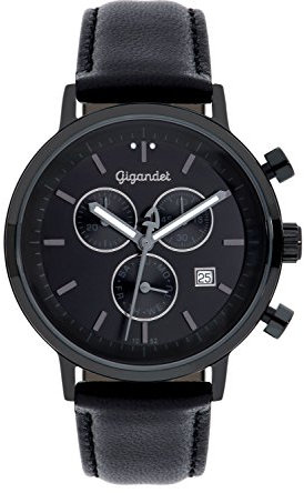 Gigandet Classico Herren-Armbanduhr Chronograph Quarz Analog Lederarmband schwarz G6-007