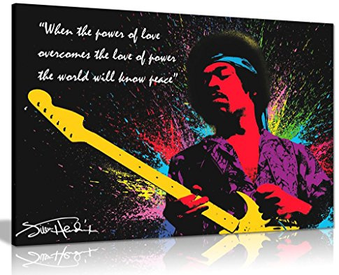 Jimi Hendrix Quote Colour Splash Canvas Wall Art Picture Print (12X8)