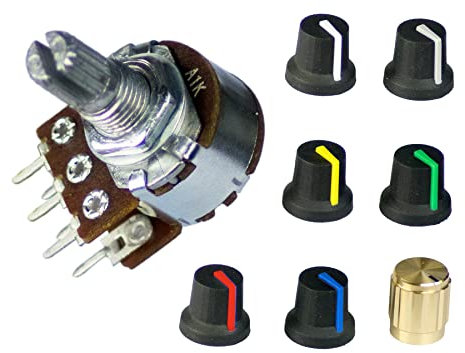 Potentiometer Stereo linear 1K | 2,2K | 5K | 10K | 22K | 50K | 100K | 220K | 500K | Drehregler Poti Pins (5K)
