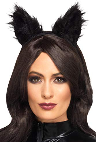 Long Pile Fur Cat Ears, Black
