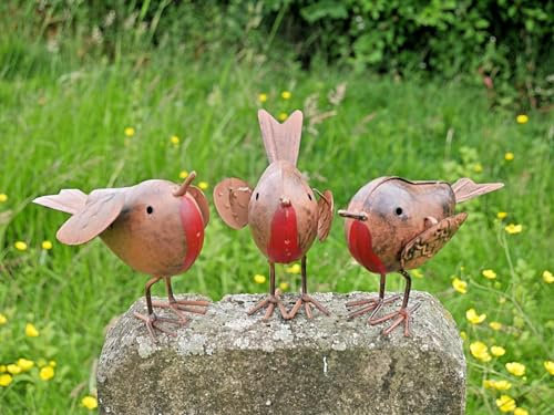 HomeZone Set of 3 Highly Detailed Rustic Metal Birds - Fun Christmas Ornament for Indoor or Outdoor Use