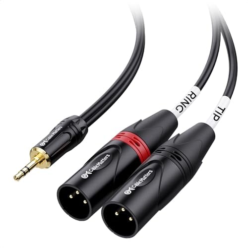 Cable Matters 3,5mm TRS a 2 XLR Cable 1,8 m, Cable auxiliar macho a macho de doble XLR