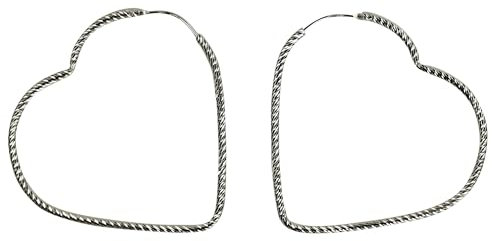 SILBERMOOS Damen Creolen Herz herzförmig groß glänzend diamantiert 925 Sterling Silber Ohrringe