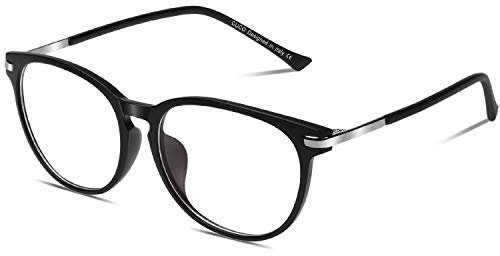 DUCO Round Frame, Computer Reading/Gaming/TV/Phones Blue Light Blocking Glasses for Men and Women, Anti Eyestrain and UV Glare DC5204 (Matte Black)