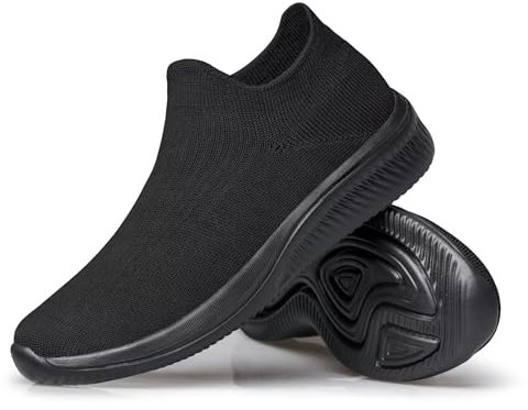 vibdiv Zapatos Planos Caminar Mujer Zapatillas Casual Zapatos Diarios sin Cordones Ligeros Cómodos Todo Negro 40