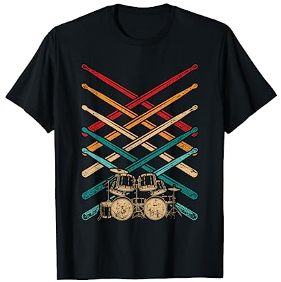 Bacchette Per Batteria Idea Regalo Drums Retro Batteria Maglietta