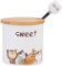 Chase Chic Azucarero, Pequeño Azucarero de Porcelana con Tapa Bambú y Cuchara Cerámic de 8,5oz/240 ml con Patrón de Gato, Apto para Cocina y Desayuno, el Mejor Regalo para Los Amantes de Los Gatos