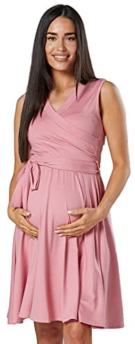 HAPPY MAMA. Donna Vestito Svasato prémaman L'Allattamento Disegno A Strati. 078p (Rosa Scuro, IT 48, 2XL)