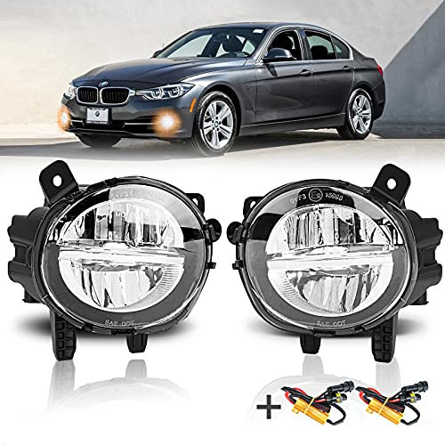 TangMiGe Nebelscheinwerfer Kompatibel mit BMW F20 F21 F30 F31 F32 F33 F34 F36, 1er 3er 4er Gran Turismo Coupe, 2015 - UP, LED Glühbirnen, mit Kabelbaum, 1 Paar, Klar Objektiv