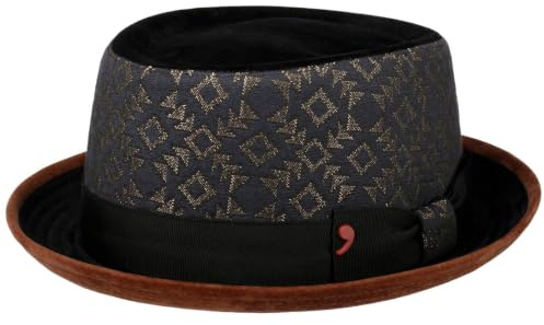 Alfonso D’Este Daluno Pork Pie Stoffhut Baumwollhut Pork-Pie-Hut Fedora Herren - Made in Italy mit Futter, Ripsband Winter Herbst-Winter