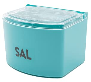 CABLEPELADO - Salero plastico con tapa - recipiente sal - Fabricado en Plástico - Tamaño Cocina - se puede colgar - Turquesa