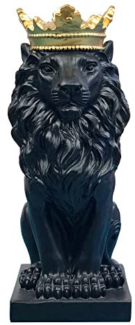 Vinbcorw Modern Wohndekoration Crown Lion Skulptur,LöWe Statue,Kunstharz Skulpturen,Handarbeit,Wohnzimmer Desktop Display Statue,Rot, Weiß, Schwarz, Gold, Silber 9.4x6.5x18cm,A3
