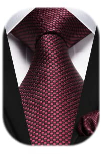 HISDERN Corbatas De Hombre Rojo Originales Boda Lunares Pañuelo Clásico Elegante Formal Hombres Corbata Y Pañuelos Bolsillo Conjunto Para Fiesta