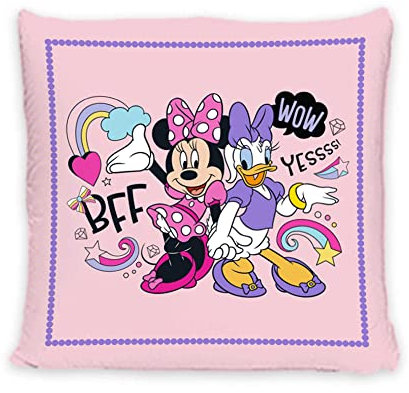 Disney Home Minnie Mouse und Daisy Duck- Dekokissen mit Füllung 40 cm Rund - Wurfkissen für Jungen und Mädchen, tolles Dekokissen für Babyzimmer, Kinderzimmer, Couch, Sofa - weiches Kuschelkissen