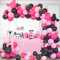 Kit Guirlande Ballons Roses Noirs, Cartoon Decoration Anniversaire Ballons Latex Noirs Roses pour Filles Femmes Anniversaire Mariage Fête Prénatale Décorations de Fête