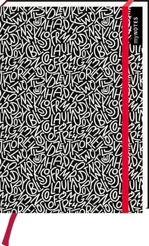 myNOTES Notizbuch A5: Black and White Letters: Notebook medium, gepunktet, paginiert | Notizbuch im Buchstaben-Design: Ideal als Journal, Planner oder Tagebuch