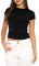 OYIGELZ Women's Basic T-Shirt Short Sleeve Crop Top Y2K Slim Fit Tops Casual Tee Shirts Streetwear(Black #1,M)