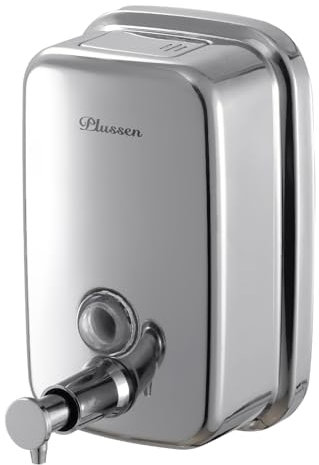 PLUSSEN Distributeur de Savon Mural 1000ml, Acier Inoxydable, Silver