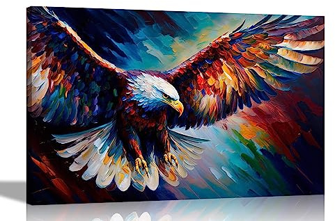 Artley Prints - Pouncing Eagle Abstrakte Leinwanddrucke – Bunte Wandkunst, perfekt für Wohnzimmer, Zuhause, Büro oder Flur, 60 x 40 cm, A2