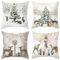 4 Stück Weihnachtskissenbezug Leinen, Weihnachtskissen Nostalgie 45x45cm, Weihnachten Deko Innen, Kissenbezug Weihnachten, Weihnachtsdeko Amerikanisch Kissen Bezug für Sofa Schlafzimmer Bett Auto (D)