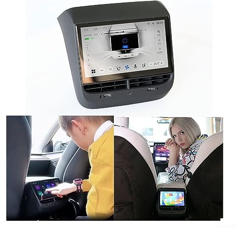 LCD Bildschirm Rücksitz Für Tesla Model Y & 3 2019+ Display Head Unit 7 Zoll Touchscreen für CARPLAY Klima Temperaturregelung Multimedia Player