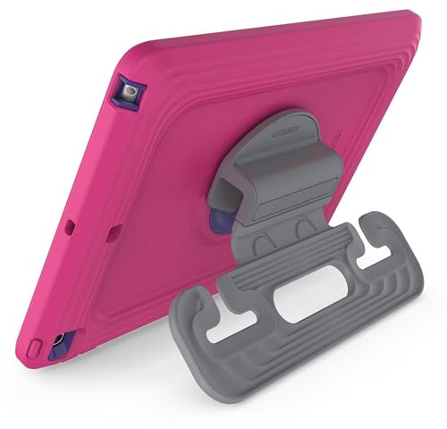 OtterBox Made for Kids - Custodia per iPad di 7a, 8a e 9a generazione (display da 10,2 pollici, versione 2019, 2020 e 2021) con cavalletto e supporto per poggiatesta auto, rosa potenziato
