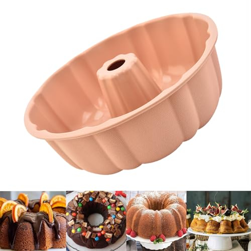 LANYOTA Gugelhupfform Silikon, Ø 25 cm Kuchenform, Gugelhupf Backform Muffinförmchen Cupcake Kuchenform, Groß, Silikon, perfekte Backformen für Kuchen, Götterspeise, Gelatine, Brot (rosa)