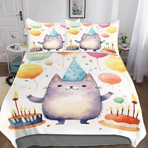 EXSANLIEAY Chinchilla Bettwäsche 135x200 Kind Bettbezug 3 Teilig Set mit 2 Kissenbezug 80x80 cm, Weich Mikrofaser Bettwäsche-Sets mit ReißVerschluss