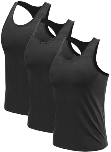 Ymmchy Herren Sport Tank Top Ärmelloser Muskelshirt Gym Tanktop Fitness Quick Dry Achselshirt Training Unterhemd 3er Pack Schwarz/Schwarz/Schwarz XXL