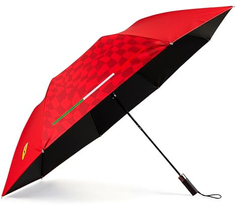 Scuderia Ferrari Paraguas compacto Rojo - Dimensiones: longitud del mango: 45 cm, diámetro abierto: 105 cm