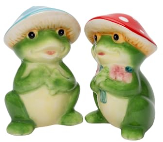 Cosmos Gifts 21088 Fine Ceramic Fairy Frog Mushroom Salt and Pepper Shakers