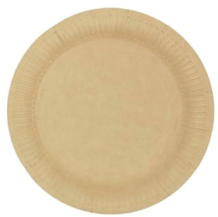 Monouso | 50 Platos de Cartón, Ø18cm, 200/m² | Desechable, Platos de Papel, Cartón Kraft, Postres, Cumpleaños, Catering