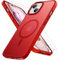Miracase Magnetic for iPhone 15 Case (Compatible with MagSafe)（with 2X Screen Protectors） Military-Grade Protection, Anti-Fingerprint Translucent Matte Phone Cover for iPhone 15 6.1 inch, Red