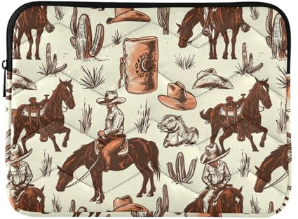 Retro Cowboy Pattern Laptop Sleeve Case Notebook Computer Cover Briefcase Tablet Laptop Bag for 13-14 inch