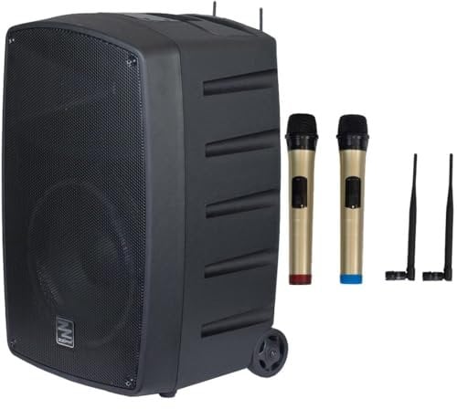 ZZIPP Sistema Audio Portatile Nero 2.0 Biamplificato 10” + 1” Bluetooth 350W Batteria 2 Mic Wireless