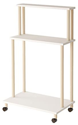 MJMLUCK Modern Plant Stand Sofa Side Table with Casters, Tall End Table Night Stand Bedside Table, Wooden Storage Rack for Living Room Bedroom Office (3 Tiers 120cm 120×90cm)