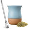 Yerba Mate Tasse, 237 ml Keramik- und Holzkürbiss, Bombilla-Strohhalm und Reinigungsbürste – perfekt für traditionelle Zubereitung und modernen Stil