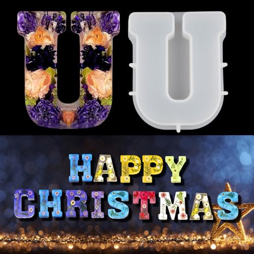 EPODA Silikonform Buchstaben Groß, 6 Zoll Silikonform U, Epoxidharz Formen Buchstaben Groß, Silikon Buchstaben Form Groß, Silikonform Epoxidharz Buchstaben Groß