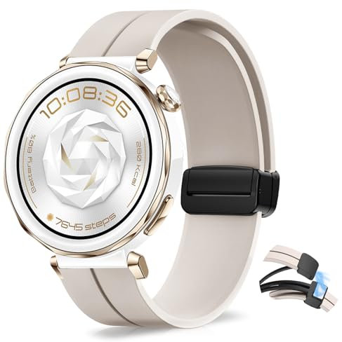 KeHowy 20mm Cinturino per Huawei Watch GT 3 Pro 43mm/Watch GT 3 42mm/Watch GT 2 42mm, Uomini Donne Silicone Magnetico Cinturini per Huawei Watch 2/2 Pro/2 Sport/Honor Magic Watch 2 42mm - Starlight
