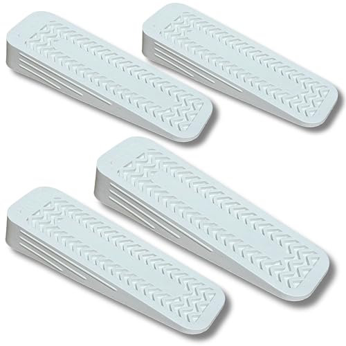 4 Pack Door Stoppers for Floor (12 x 3.6 x 2 cm) – Heavy-Duty Non-Skid Door Wedges – Scratch-Resistant Door Stop for Bottom Door Solidness – (4, Pack-4 (Cream))