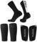 Zimoer 3-Teiliges Set Schienbeinschoner Fussball Mit Anti-Rutsch Ärmel Socken, Fussball Shin Guard und Stutzen Stutzenstrumpf, Outdoor Sport Laufsocken, Anti-Rutsch Socken mit Griffen (Schwarz)